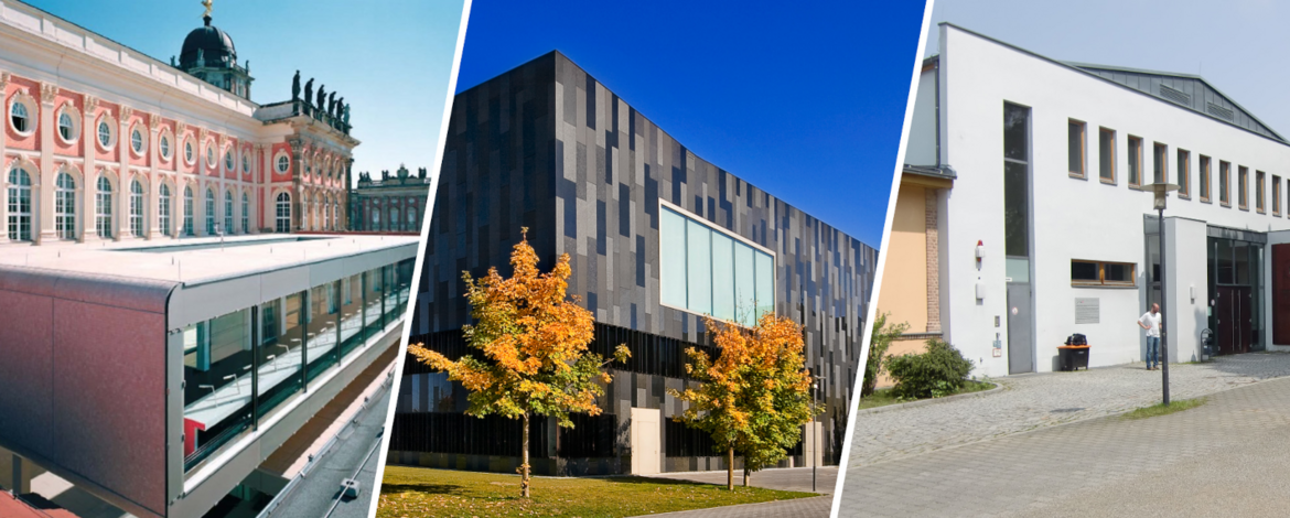 Collage: drei Standorte der Universitätsbibliothek Potsdam - 