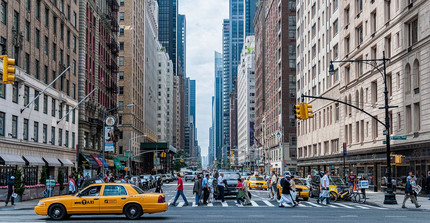 New York City street and taxi