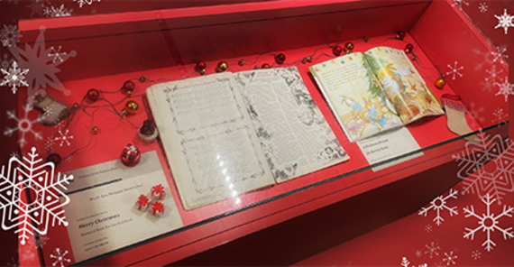 Weihnachtsvitrine Bereichsbibliothek Neues Palais